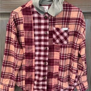 Justice Pink and Mauve Plaid Shirt with Pocket